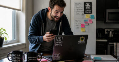 Remote cybersecurity analyst working from home monitoring cybersecurity threats and network security alerts.