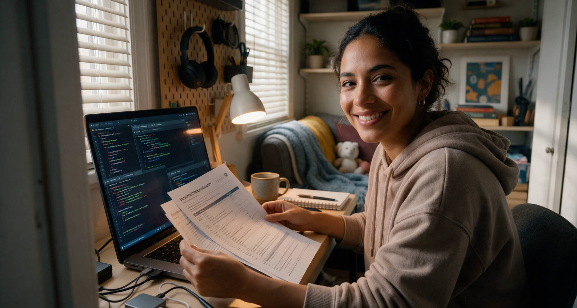 Remote vulnerability analyst working from home identifying and prioritizing cybersecurity vulnerabilities.