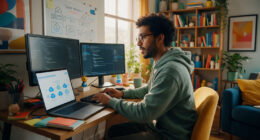Remote cloud security engineer working from home securing AWS and Azure cloud infrastructure.