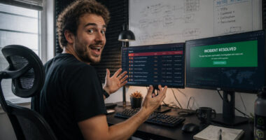 Remote SOC analyst working from home monitoring SIEM security alerts and investigating cyber threats.